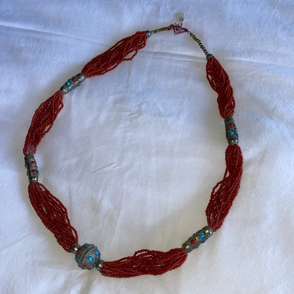 16 strand coral beaded necklace